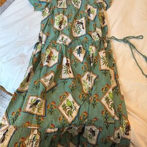 Printfresh Green Maxi Dress with Bird and Floral Print - eyes on you dress - NWT